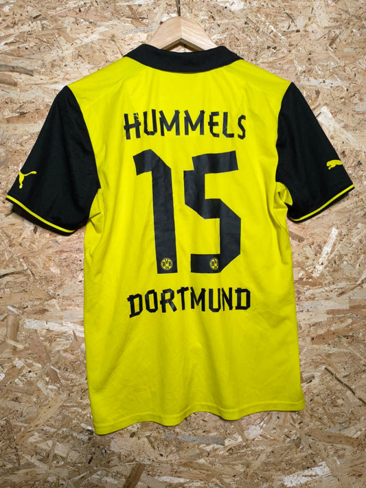 Authentic Borussia Dortmund 2013 Puma European Home Short Sleeve Football Shirt 'Hummels 15' (Rear View)