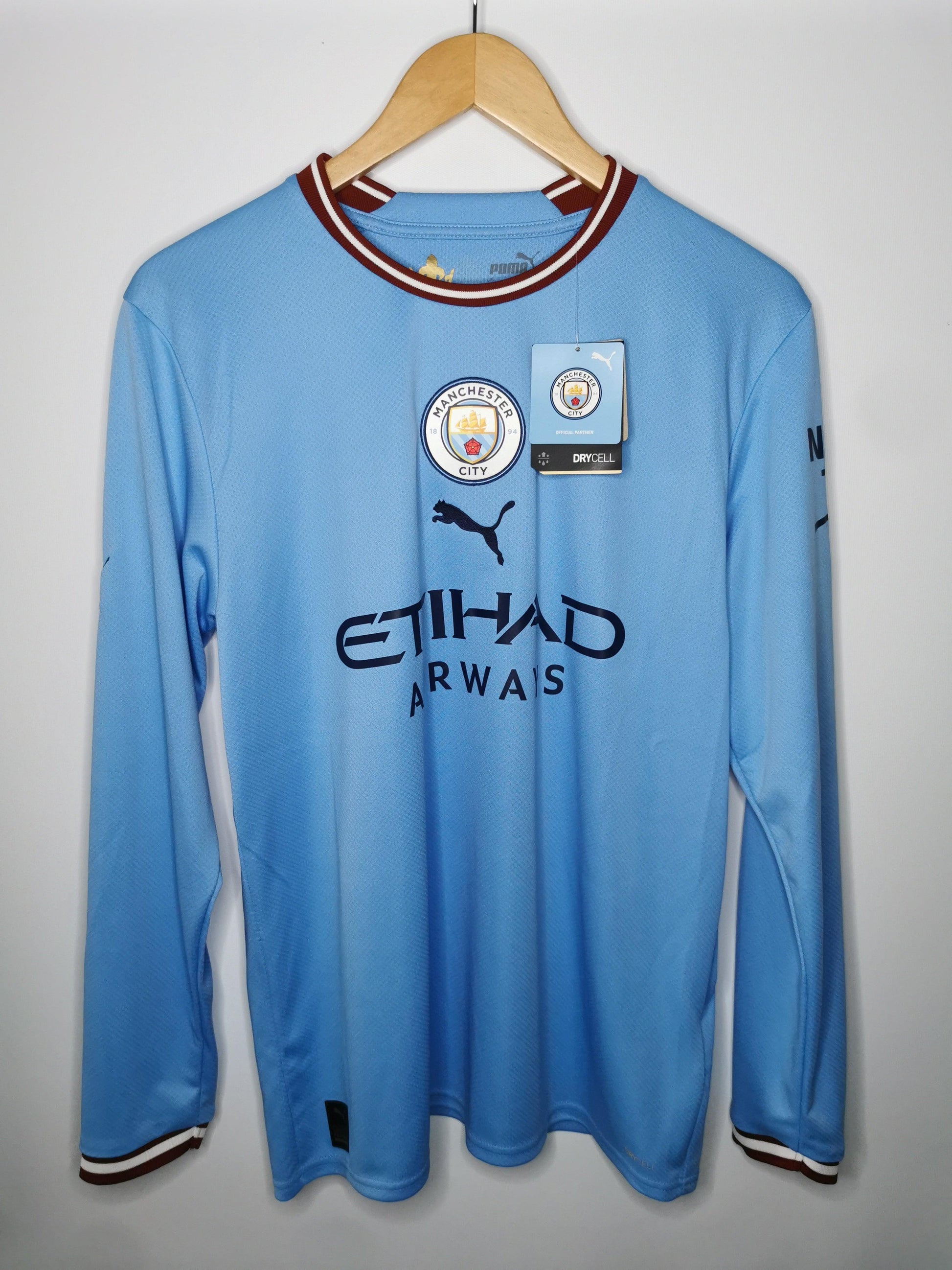 2022 Man City Home Long Sleeve Haaland 9, Medium, BNWT - footballshirts.ie