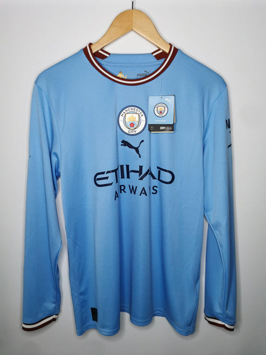 2022 Man City Home Long Sleeve Haaland 9, Medium, BNWT - footballshirts.ie