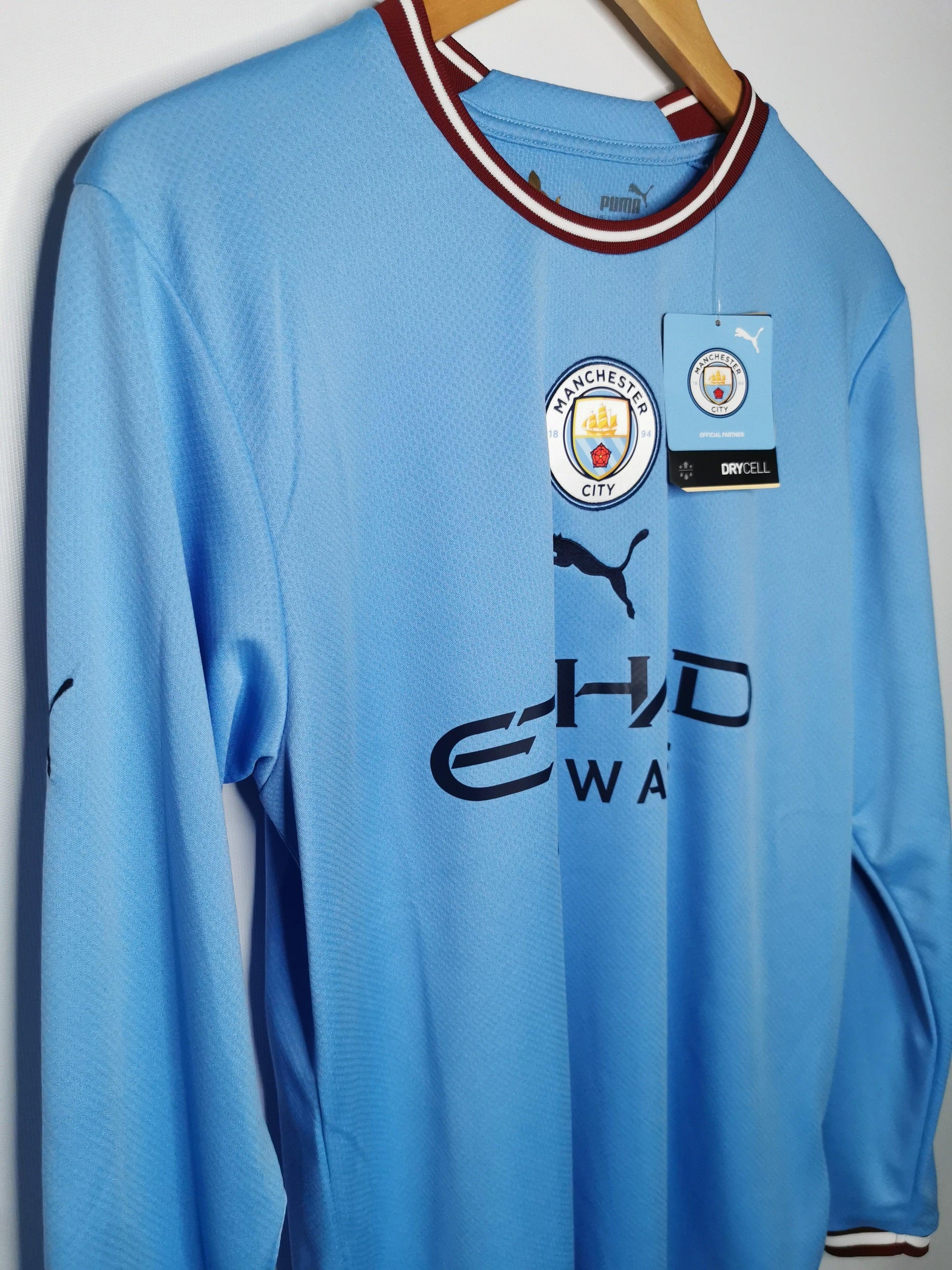 2022 Man City Home Long Sleeve Haaland 9, Medium, BNWT - footballshirts.ie