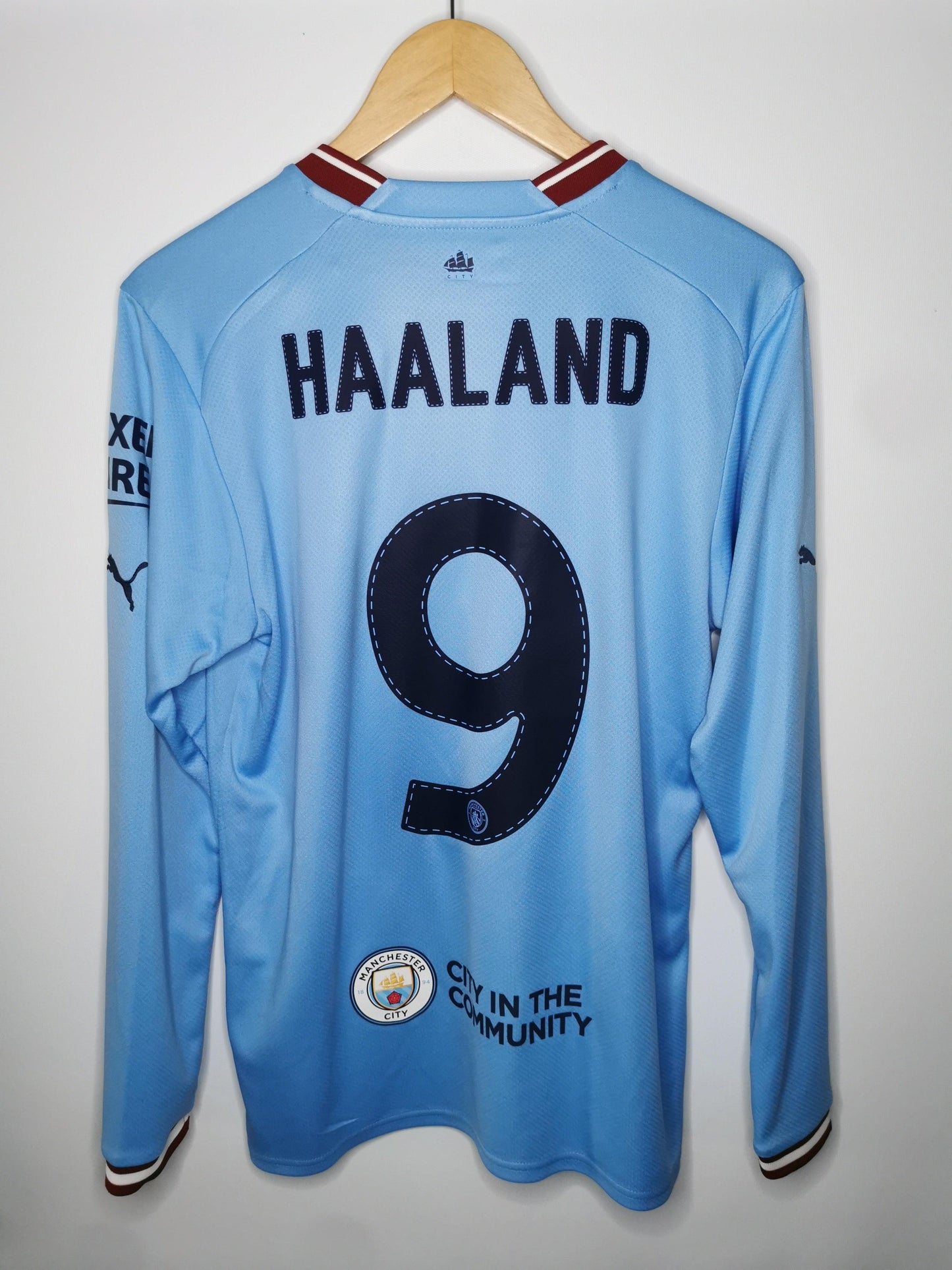 2022 Man City Home Long Sleeve Haaland 9, Medium, BNWT - footballshirts.ie