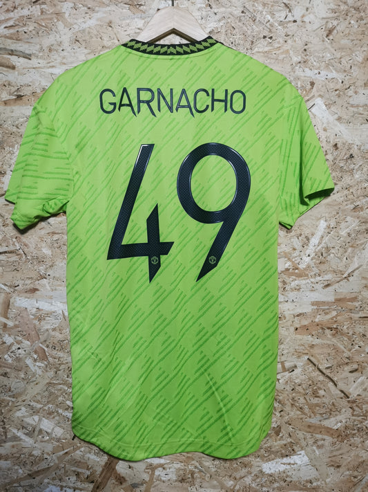 Authentic Manchester United 2022 Adidas Third Short Sleeve Sponsorless Kitroom Issued Football Shirt 'Garnacho 49' (Image 2)