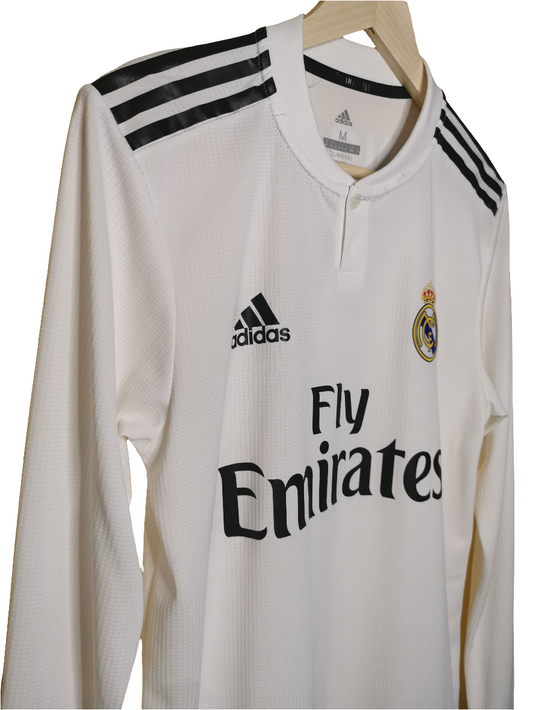 Authentic 2018 Real Madrid Home Long Sleeve Player Spec 'Benzema 9' (Rear View)