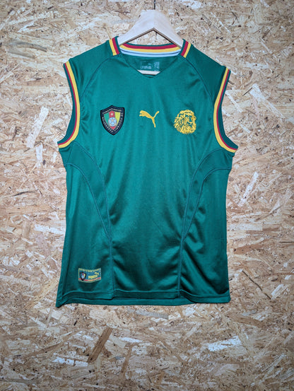 Authentic Cameroon 2002 Puma Sleeveless Home Football Shirt, Medium (Image 1)