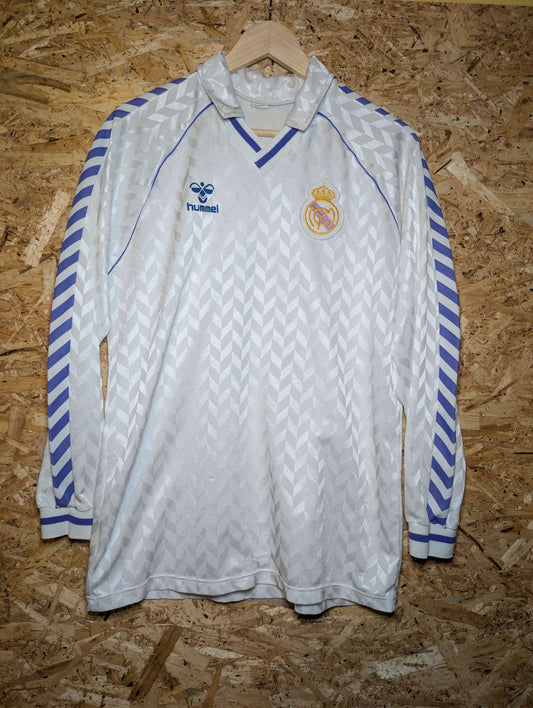 1986 Real Madrid Home Long Sleeve #8, Large (fits Medium)