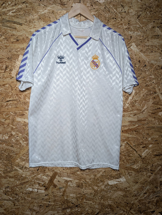 Authentic Real Madrid 1986 Hummel White Home Football Shirt, Large (Image 1)