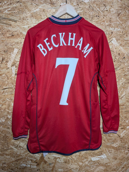 2002 England Away Long Sleeve 'Beckham 7', Medium