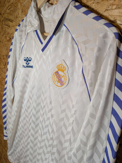 1986 Real Madrid Home Long Sleeve #8, Large (fits Medium)