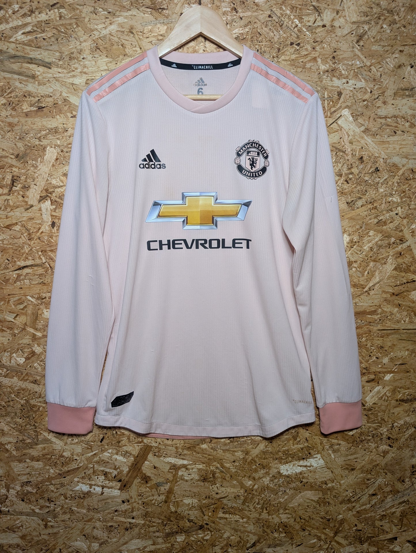 Manchester United Away 2018 Adidas Long Sleeve Kitroom Issued Football Shirt, Size 6 (Medium)