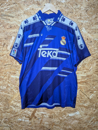 Authentic Real Madrid 1996 Purple Away Football Shirt #9, Large (Image 1)
