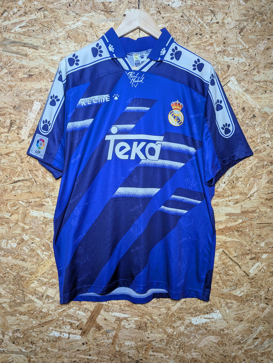 Authentic Real Madrid 1996 Purple Away Football Shirt #9, Large (Image 1)