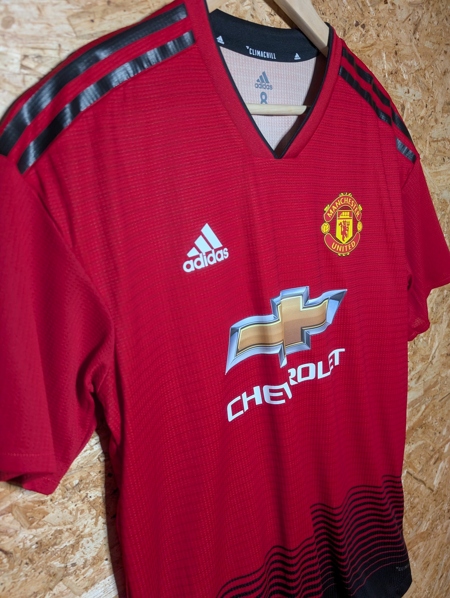 Manchester United Home 2018 Adidas Kitroom Issued Football Shirt, Size 8 (Large)