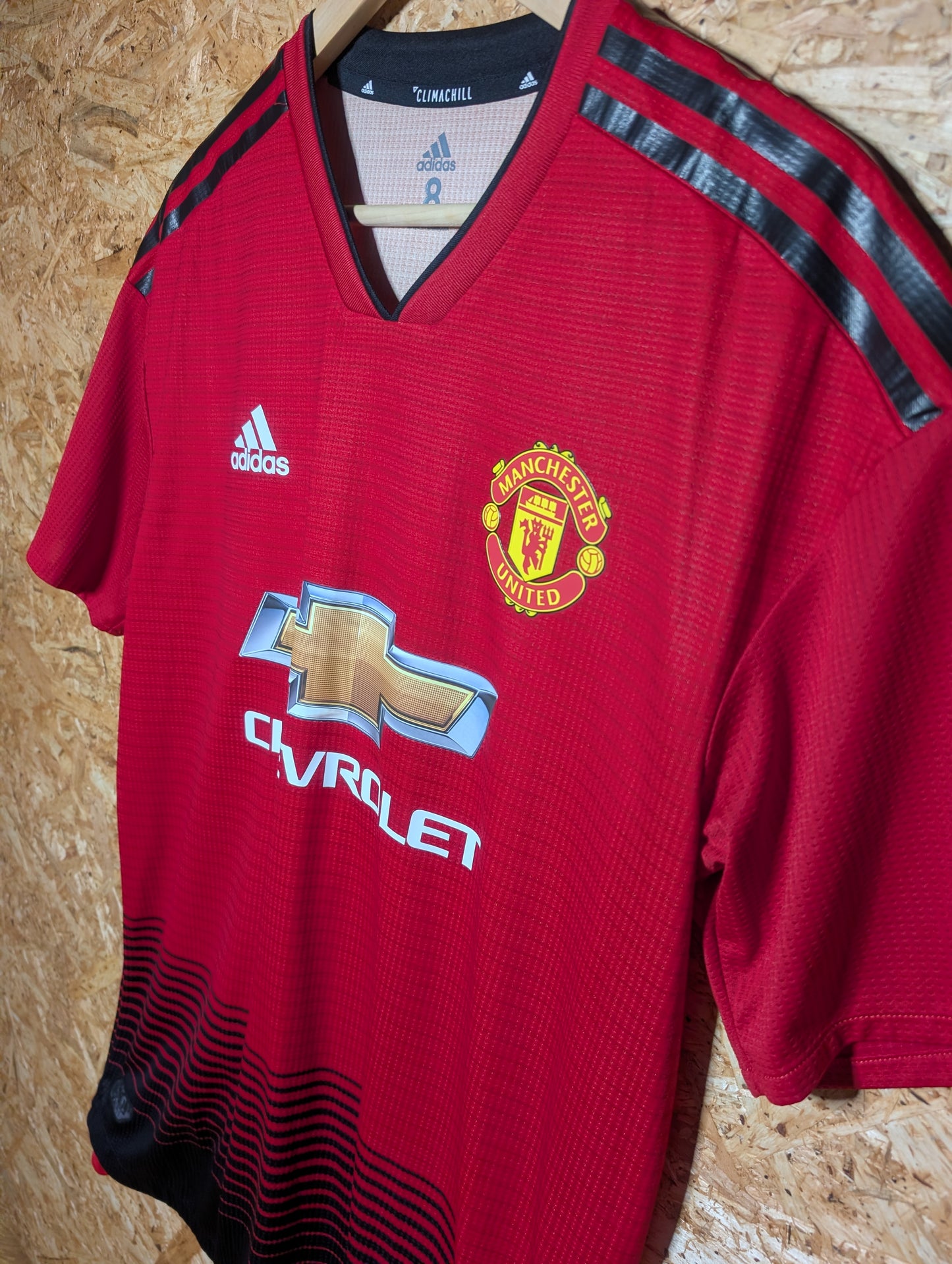 Manchester United Home 2018 Adidas Kitroom Issued Football Shirt, Size 8 (Large)