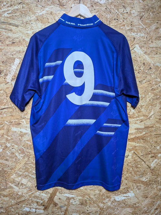 Authentic Real Madrid 1996 Purple Away Football Shirt #9, Large (Image 2)