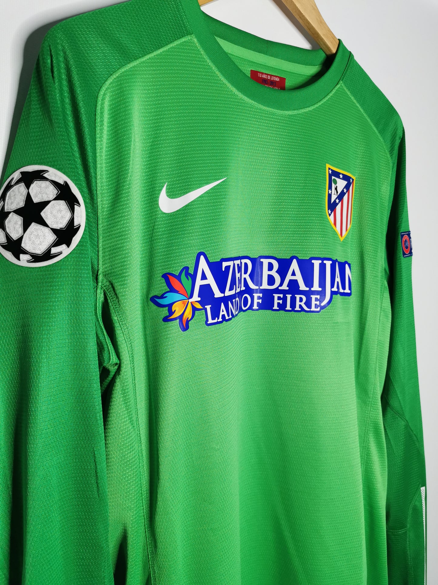 2013 Atletico Madrid long sleeve 'Courtois 13' UCL match issued